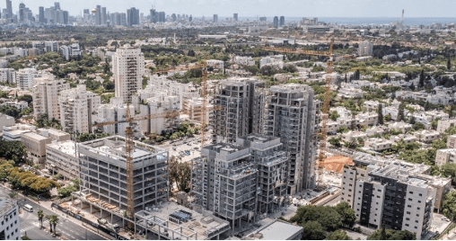 אילוסטרציה בנייה רוויה למגורים ושטחי מסחר ותעסוקה, צילום: אלבטרוס צילומי אוויר 